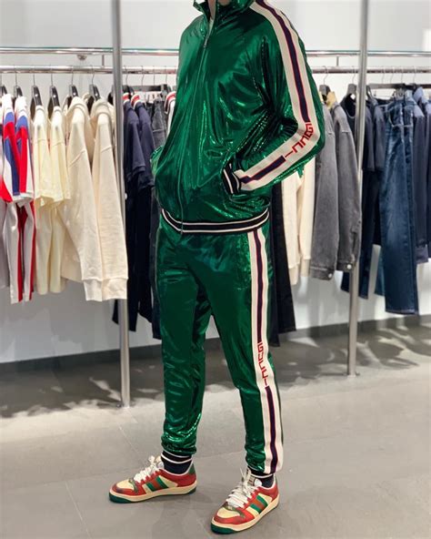 gucci jogging pants green|gucci tracksuit pants.